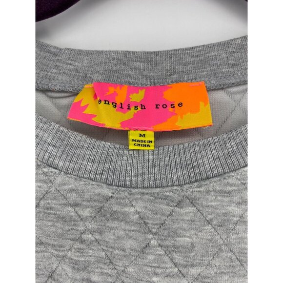English Rose Quilted Sweatshirt Grey & Orange Cotton/Polyester Blend Medium New - Picture 3 of 6
